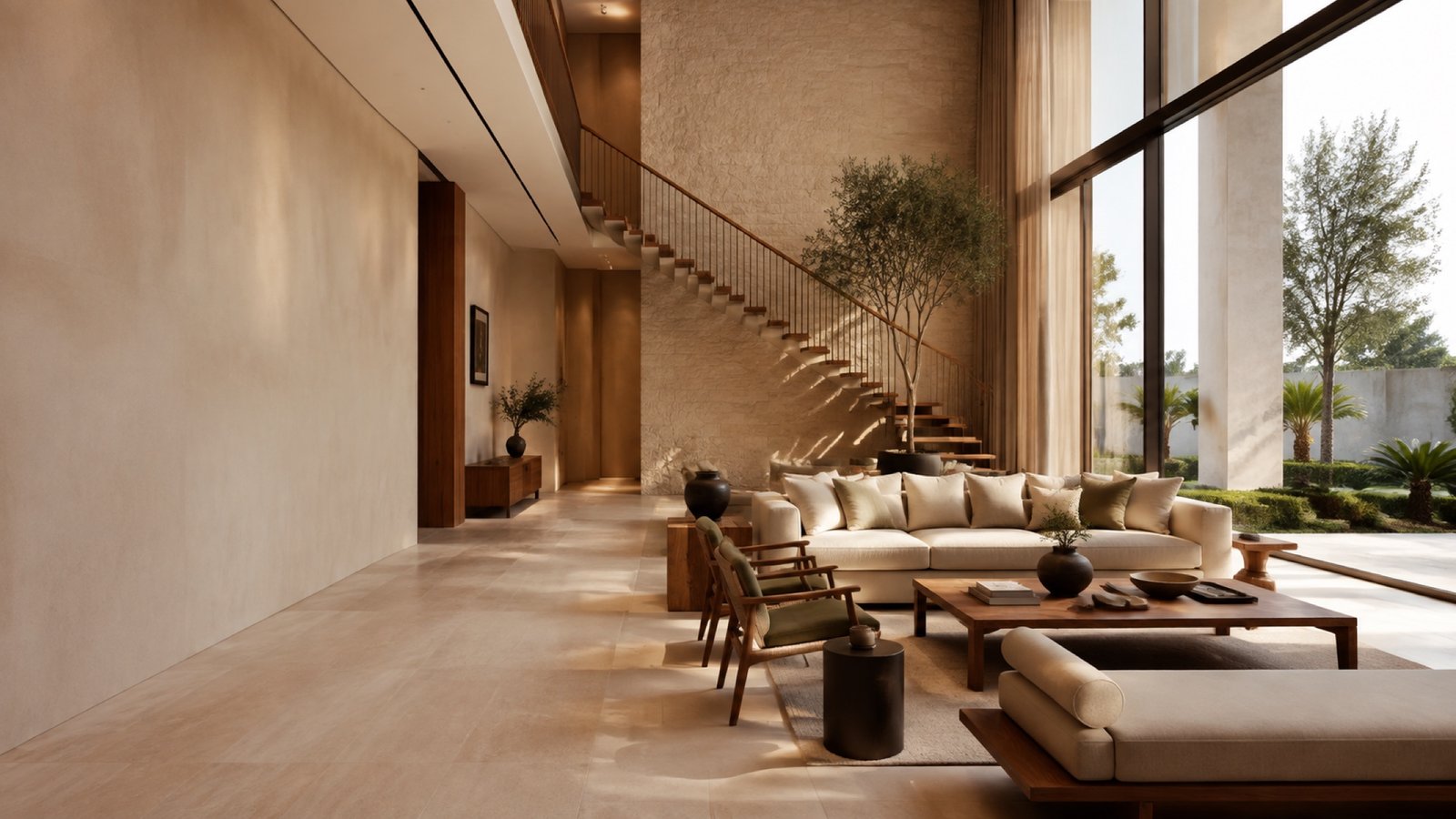 Bascon interior visualization with natural light, layered materials and furniture