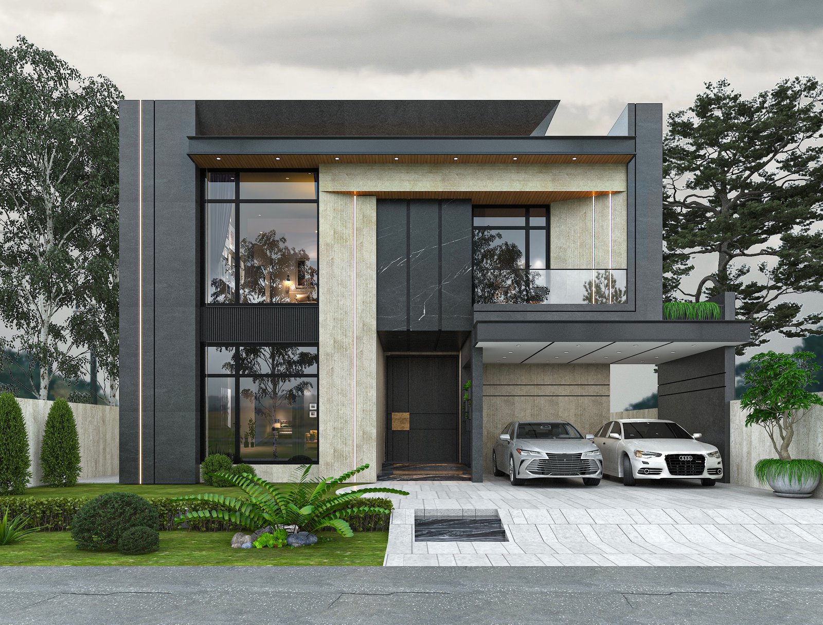 Stone and charcoal residence by Bascon Group
